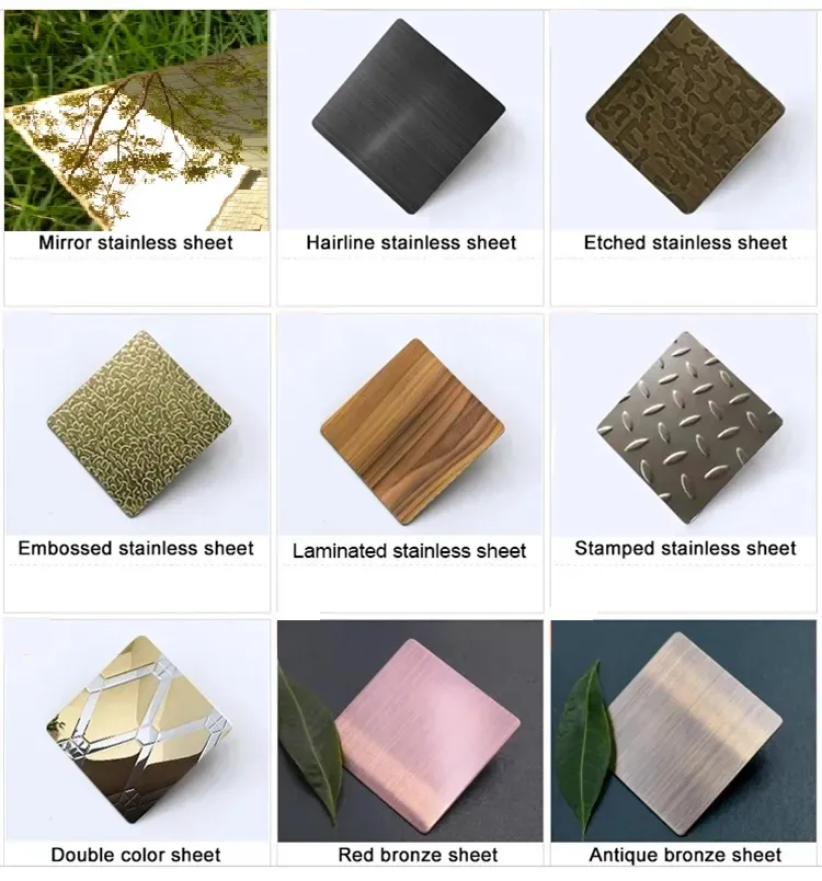 1mm-3mm سمك ASTM AISI 304 304L 201 صفيحة الفولاذ المقاوم للصدأ مع أسطح مختلفة للزخرفة 2